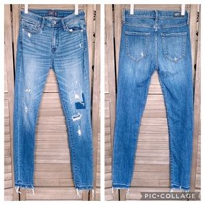 Abercrombie Harper Super Skinny Distressed Raw Hem Jeans Sz 24/00R